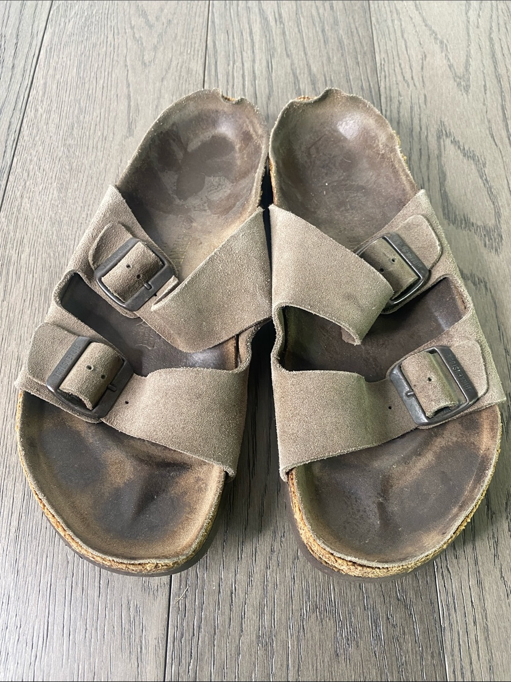 Birkenstock Brown Suede Two-Strap Sandals Men’s Size 9 - Wear / Cork Damage